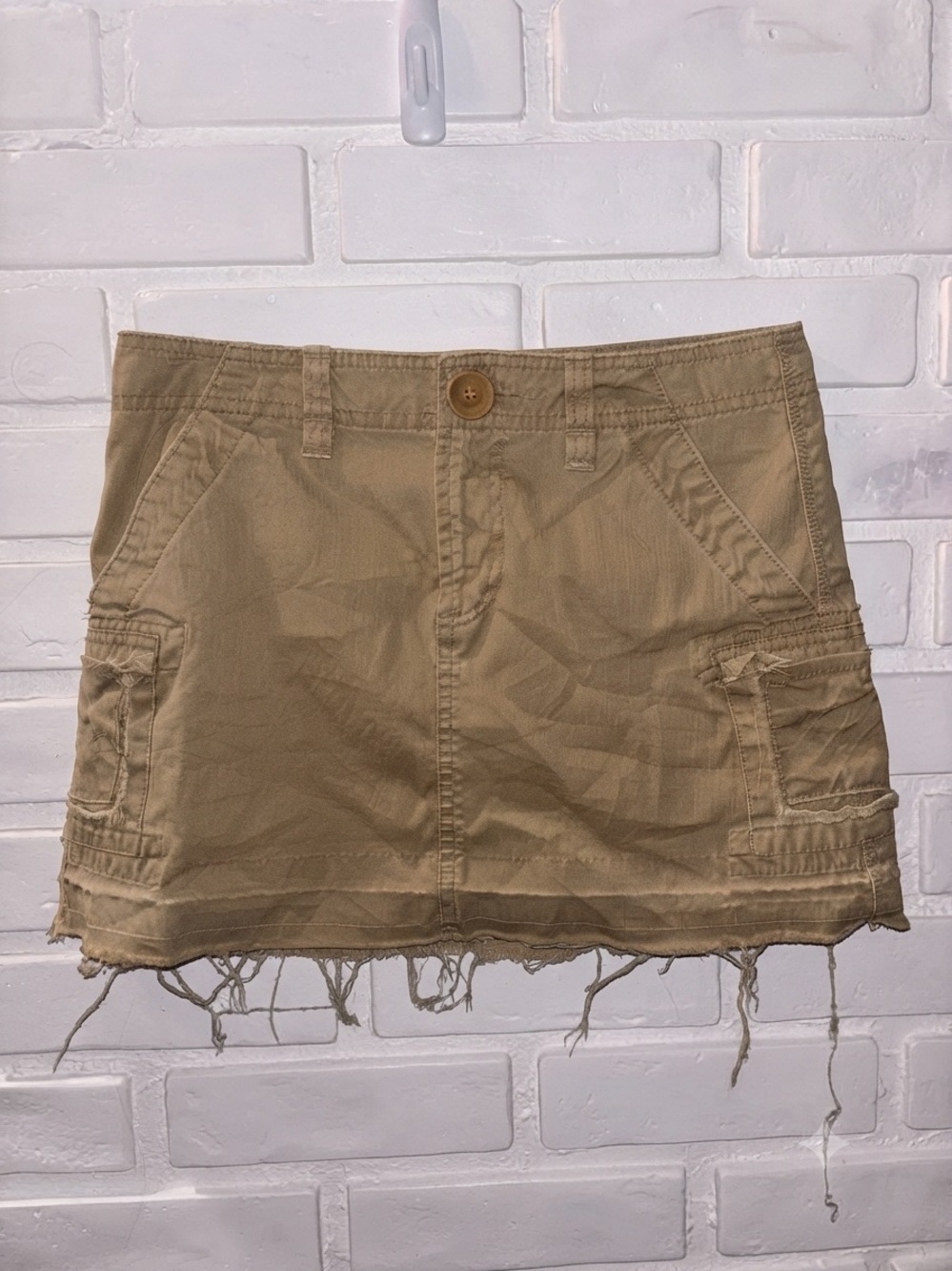 Old Navy Khaki Cargo Mini Skirt with Frayed Hem